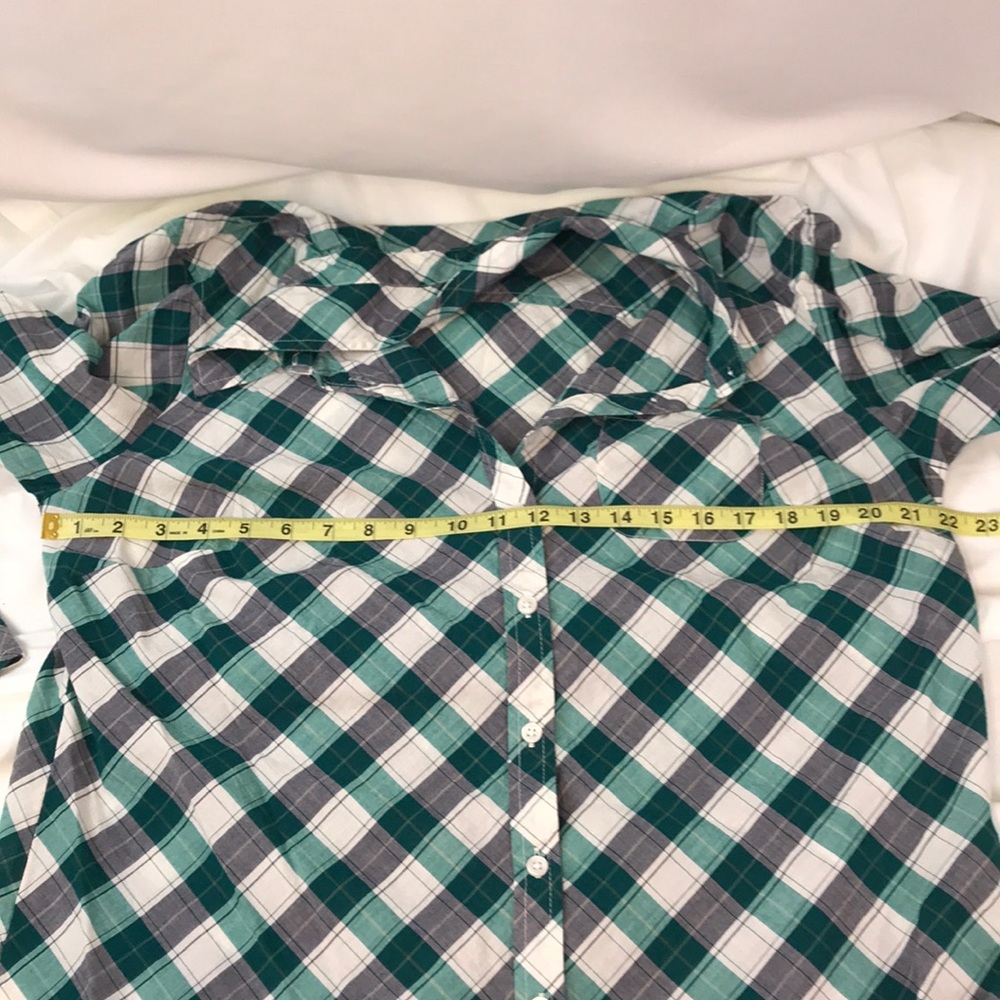 Kim Rogers Green & Blue Plaid Button Up Shirt LG - Picture 8 of 9